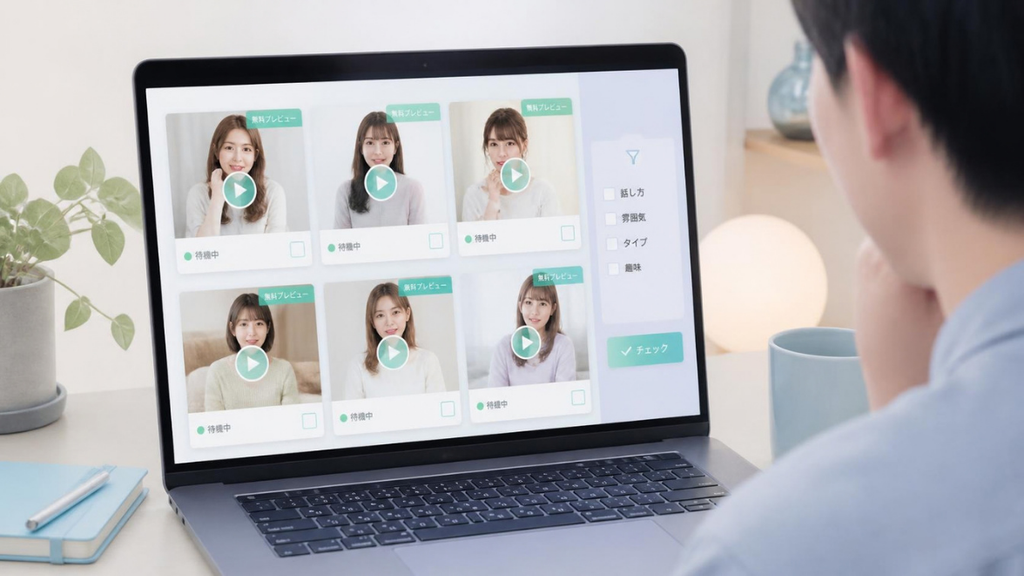 3.待機映像や写真を見て好みの女性を絞り込む