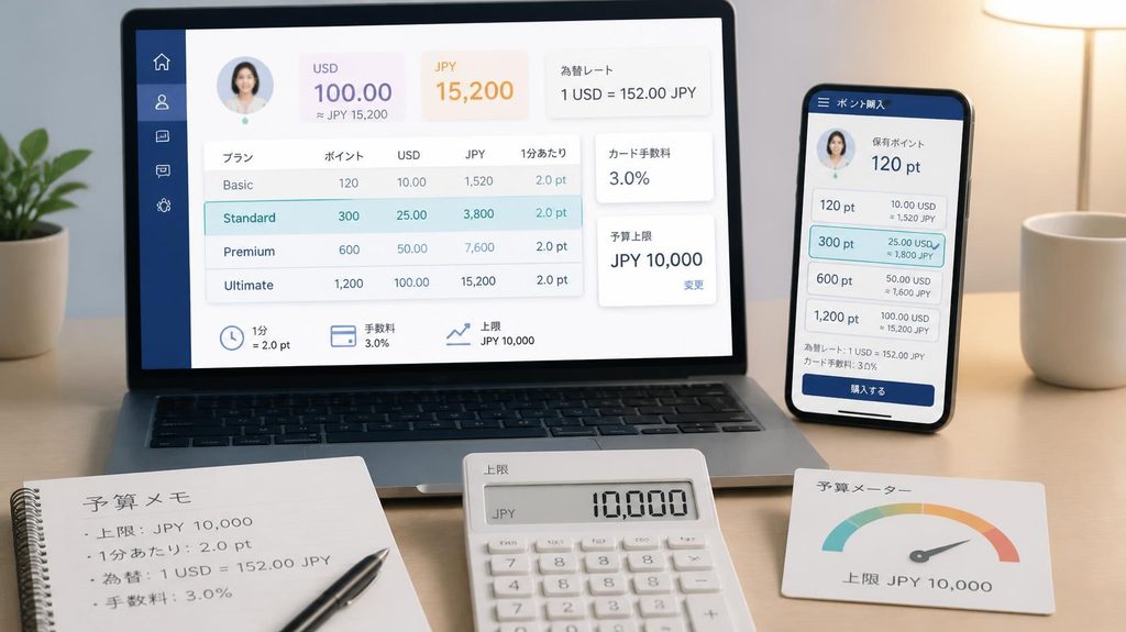 5. 海外サイトは通貨と1分あたりの料金も確認する