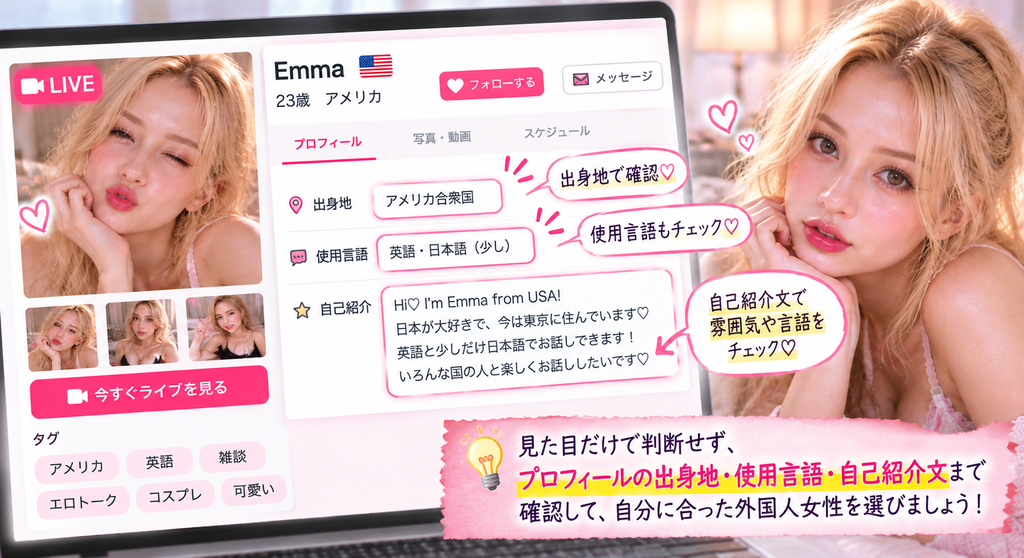 2. プロフィールの出身地や使用言語を確認する