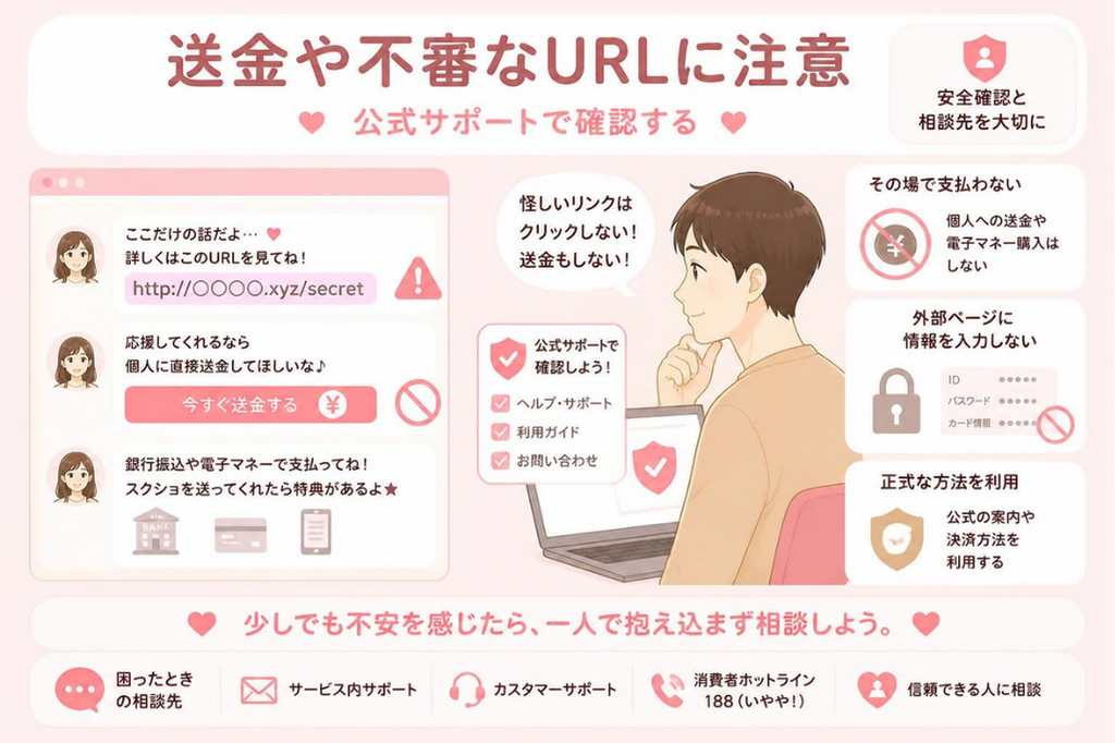 5. 個人的な送金や不審なURLに注意する