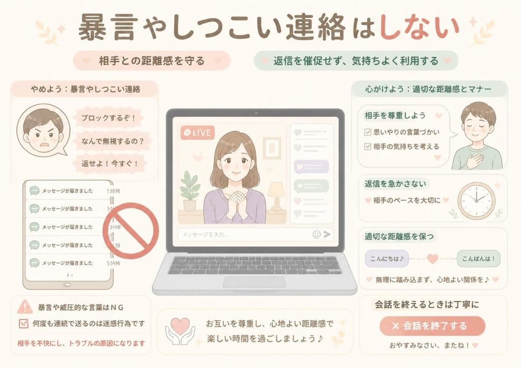 5. 相手への暴言やしつこいメッセージは避ける