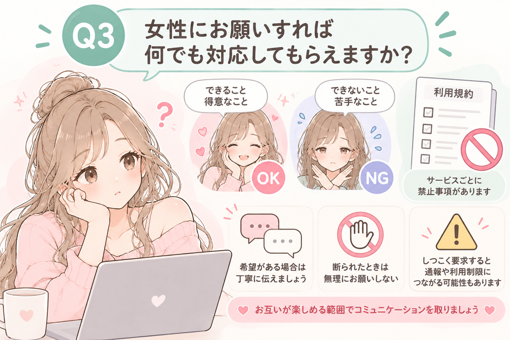 Q3. 女性にお願いすれば何でも対応してもらえますか？